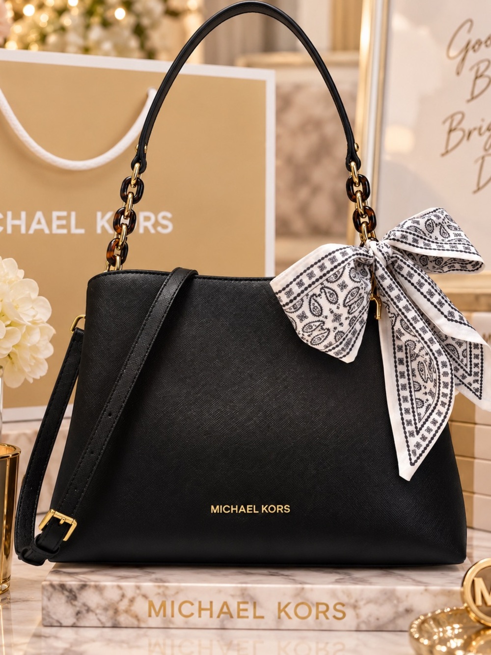 Michael Kors Sofia Portia Large Saffiano Leather Satchel 🖤✨